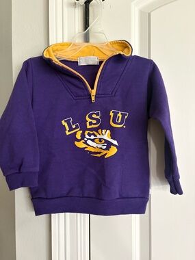 LSU half zip pull over purple sweatshirt with pockets size 3T Third Street GUC